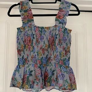 Anthropologie crop multicolor blouse